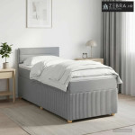 Boxspring krevet s madracem Svjetlosiva 90 x 200 cm Tkanina - Svjetlos