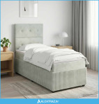 Boxspring krevet s madracem Svjetlosiva Jjedan Baršun - NOVO
