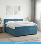 Boxspring krevet s madracem Tamno plava 140 x 200 cm Baršun - NOVO