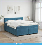 Boxspring krevet s madracem Tamno plava 140 x 200 cm Baršun - NOVO