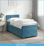 Boxspring krevet s madracem Tamno plava 90 x 190 cm Baršun - NOVO
