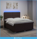 Boxspring krevet s madracem Tamno smeđa 200 x 200 cm Tkanina - NOVO
