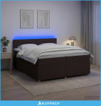 Boxspring krevet s madracem Tamno smeđa 200 x 200 cm Tkanina - NOVO