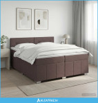 Boxspring krevet s madracem Tamno smeđa 200 x 200 cm Tkanina - NOVO