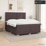 Boxspring krevet s madracem Tamno smeđa 200 x 200 cm Tkanina - Tamno s