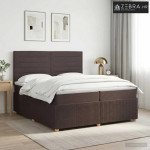 Boxspring krevet s madracem Tamno smeđa 200 x 200 cm Tkanina - Tamno s