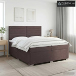 Boxspring krevet s madracem Tamno smeđa 200 x 200 cm Tkanina - Tamno s