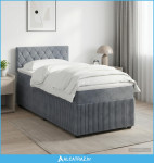 Boxspring krevet s madracem Tamnosiva 100 x 200 cm Baršun - NOVO