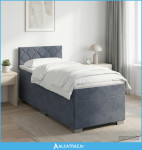 Boxspring krevet s madracem Tamnosiva 100 x 200 cm Baršun - NOVO