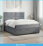 Boxspring krevet s madracem Tamnosiva 140 x 190 cm Baršun - NOVO