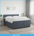 Boxspring krevet s madracem Tamnosiva 140 x 190 cm Baršun - NOVO