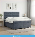 Boxspring krevet s madracem Tamnosiva 140 x 200 cm Baršun - NOVO