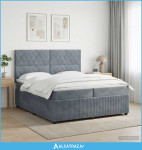 Boxspring krevet s madracem Tamnosiva 200 x 200 cm Baršun - NOVO