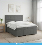 Boxspring krevet s madracem Tamnosiva 200 x 200 cm Tkanina - NOVO