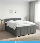 Boxspring krevet s madracem Tamnosiva 200 x 200 cm Tkanina - NOVO
