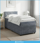 Boxspring krevet s madracem Tamnosiva 90 x 190 cm Baršun - NOVO