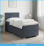 Boxspring krevet s madracem Tamnosiva 90 x 200 cm Baršun - NOVO