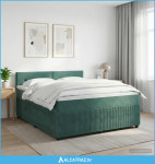 Boxspring krevet s madracem Tamnozelena 160 x 200 cm Baršun - NOVO