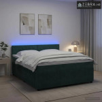 Boxspring krevet s madracem Tamnozelena 160 x 200 cm Baršun - Tamnozel