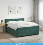 Boxspring krevet s madracem Tamnozelena 200 x 200 cm Baršun - NOVO