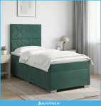 Boxspring krevet s madracem Tamnozelena 80 x 200 cm Baršun - NOVO