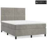 Boxspring - Krevet s oprugama i madracem svjetlosivi 140x190 cm baršun