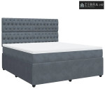 Boxspring - Krevet s oprugama i madracem tamnosivi 180x200 cm baršunas
