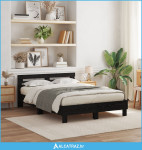Crni okvir kreveta Crni hrast Drvo 140 x 190 cm Izdržljiv - NOVO