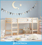 Dječji krevet na kat s ljestvama 80 x 200 cm masivna borovina - NOVO