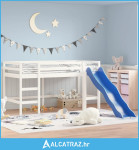 Dječji krevet na kat s toboganom bijeli 90x200 cm od borovine - NOVO