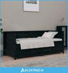 Dnevni krevet crni 100 x 200 cm od masivne borovine - NOVO