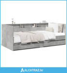 Dnevni krevet s ladicama siva boja betona 100 x 200 cm drveni - NOVO