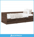 Dnevni krevet s ladicama smeđa boja hrasta 100 x 200 cm drveni - NOVO