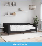 Dnevni krevet s madracem crni 100 x 200 cm od tkanine - NOVO