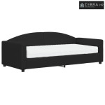 Dnevni krevet s madracem crni 90 x 190 cm od tkanine - Crna 90 x 190 c