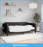 Dnevni krevet s madracem crni 90 x 200 cm od tkanine - NOVO