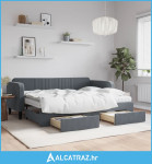 Dnevni krevet na razvlačenje tamnosivi 80 x 200 cm baršunasti - NOVO