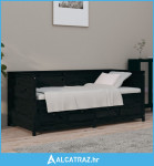 Dnevni ležaj crni 75x190 cm od masivne borovine - NOVO