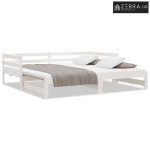 Dnevni ležaj na izvlačenje bijeli od borovine 90 x 200 cm