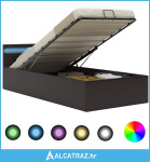 Hidraulični okvir za krevet od umjetne kože LED sivi 90x200 cm - NOVO