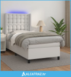 Krevet box spring s madracem LED bijeli 90x190 cm umjetna koža - NOVO