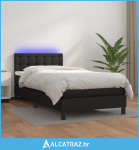 Krevet box spring s madracem LED crni 100x200cm od umjetne kože - NOVO