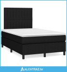 Krevet box spring s madracem LED crni 120 x 190 cm od tkanine - NOVO