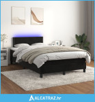 Krevet box spring s madracem LED crni 120 x 200 cm baršun - NOVO