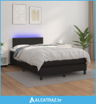 Krevet box spring s madracem LED crni 120x200cm od umjetne kože - NOVO