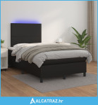 Krevet box spring s madracem LED crni 120x200cm od umjetne kože - NOVO