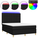 Krevet box spring s madracem LED crni 140x190 cm od tkanine - Crna 140