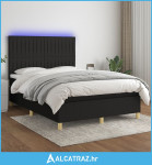Krevet box spring s madracem LED crni 140x190 cm od tkanine - NOVO