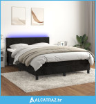 Krevet box spring s madracem LED crni 140x200 cm baršun - NOVO