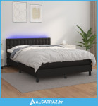 Krevet box spring s madracem LED crni 140x200cm od umjetne kože - NOVO